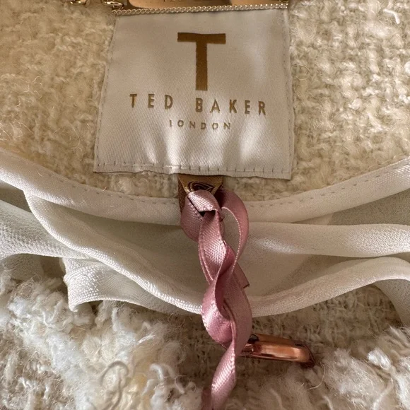 NWT Ted Baker Cream Boucle Fringe Jacket